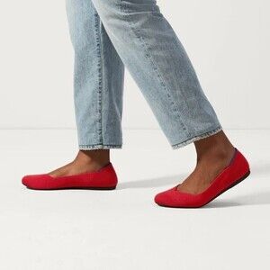rothy’s bright red rounded toe knit flats womens size 8